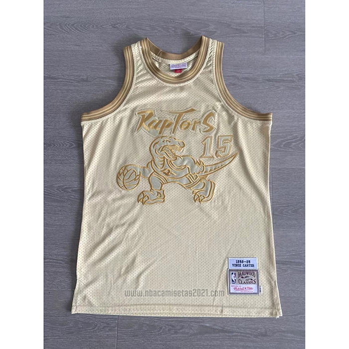 Camiseta Toronto Raptors Vince Carter #15 Mitchell & Ness 1998-99 Oro